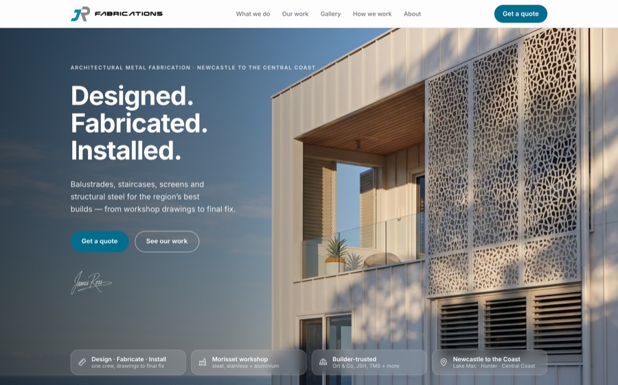J.R Fabrications website