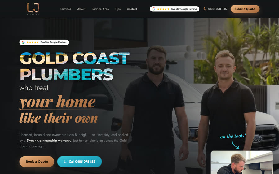 LJ Plumbing QLD website
